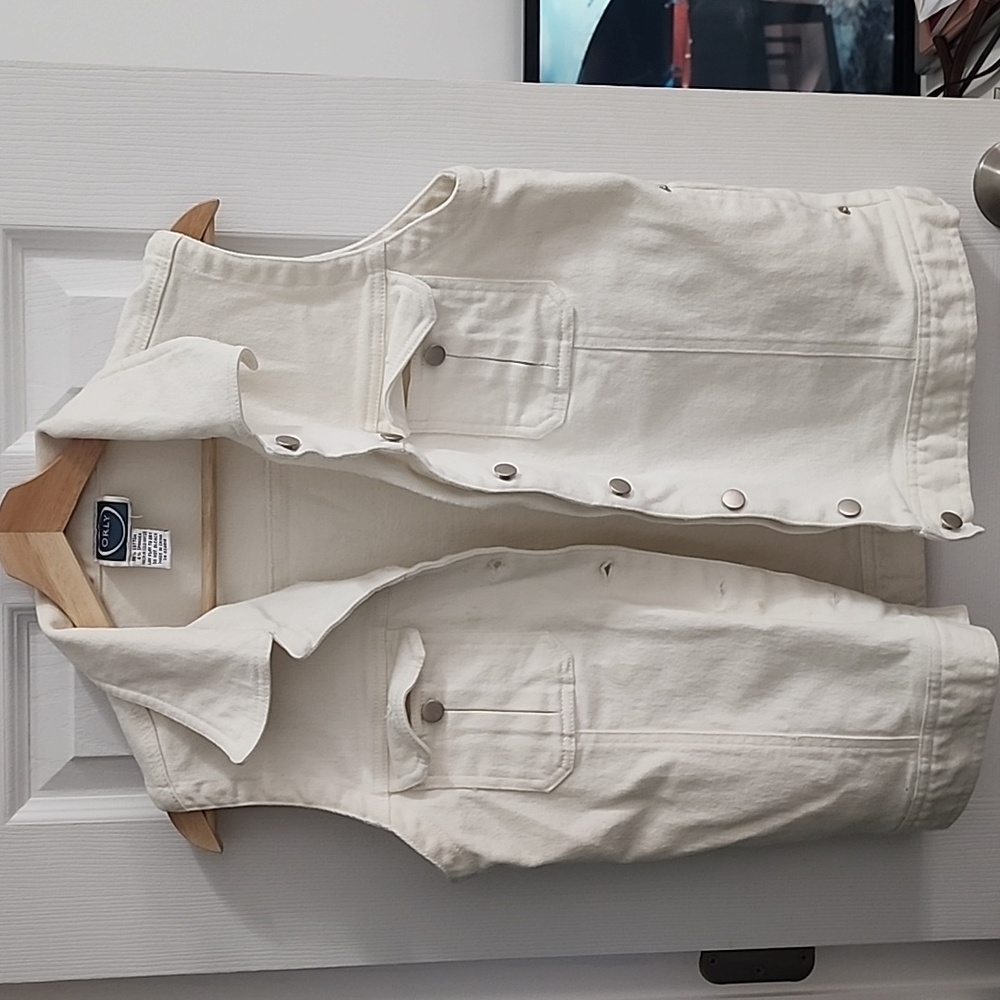 Orly White Jeans Jacket Vest